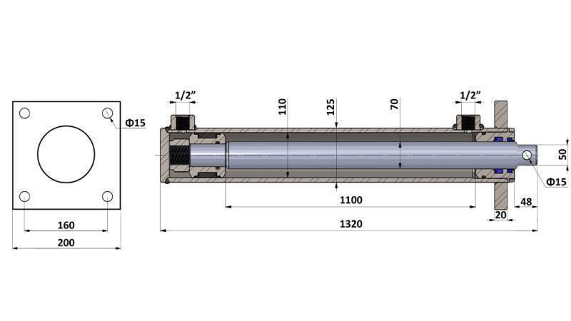 HYDRAULICKÝ VALEC PRE ROZDELENIE DREVA S MONTÁŽNOU DOSKOU 110/70-1100