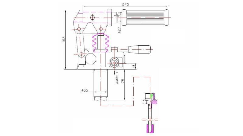 HÅNDPUMPE 25CC -DD- DOBBEL RETNING - dimensjoner