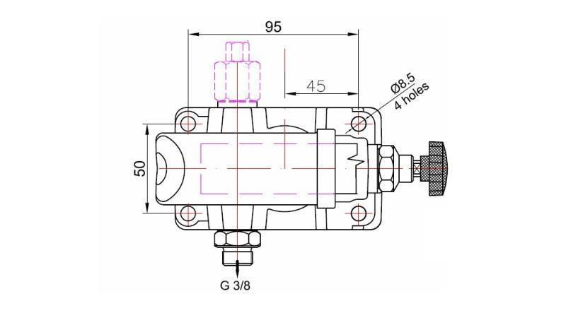 ROKU PUMPĒ 25CC -SD- VIENPUSĒJA - dimensijas