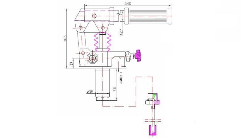 ROKU PUMPĒ 25CC -SD- VIENPUSĒJA - dimensijas