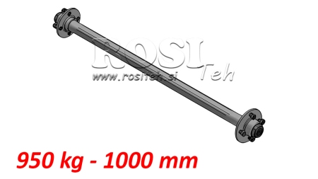 AXEL FÖR SLÄP 950KG UTAN BROMS (1000 MM)