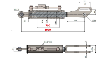 2TON. HYDRAULISK TOPPLENKE POINT 60/40-350 (700MM-1050MM)