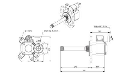 Izmēri HIDRAULISKĀ PUMPA DRAIVS - MERCEDES G155 - 2 ACTROS