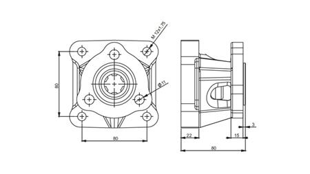 Dimensijas 3X4 ADAPTERIS ČUGUNA PUMPAM