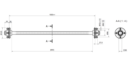 AXEL FÖR SLÄP 950KG UTAN BROMS (1000 MM)