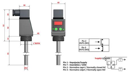 TERMOSTAT MED DISPLAY XT51V 0-100°C l-50mm