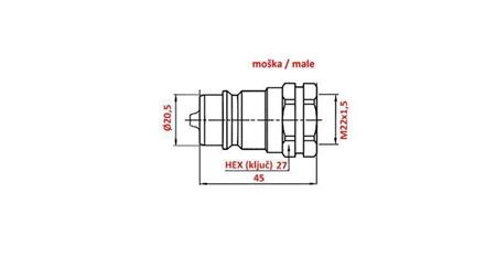 ĀTRĀ SAVIENOTĀJS TRAKTORAM VĪRIEŠU M22x1.5