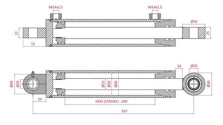 HIDRAULISKAIS STŪRES CILINDRS FIAT-NEW HOLLAND OEM-5142046, 5142052, 5142054, 5143971, 5156717