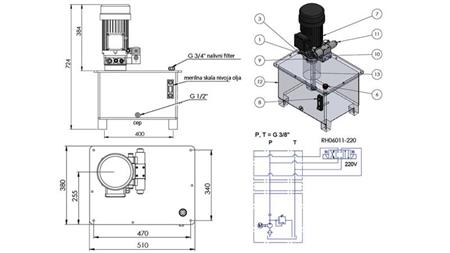 MINI HIDRODINAMISKAIS AGREGĀTS 380V AC (4 kW) - 8 cc - 12 lit/min - tvertne 40 lit