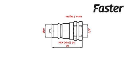 RASK KOBLING TRAKTOR HANN 3/8 Faster