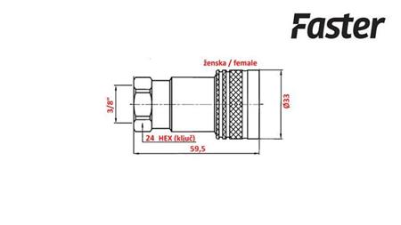 RASK KOBLING TRAKTOR HUNN 3/8 Faster