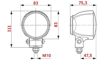 TRAKTOR ARBETS LAMPA RUND H3 HELLA HALOGEN