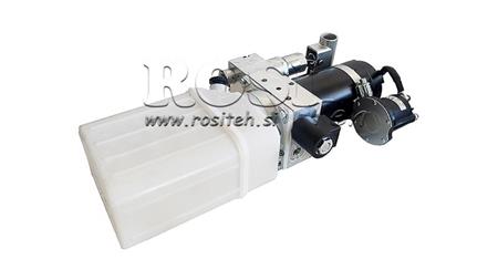 MINI HYDRAULISK AGREGAT 12V DC - 0.8kW = 0.5cc - 1.5 liter - enfase enhet (PVC) med manuell pumpe