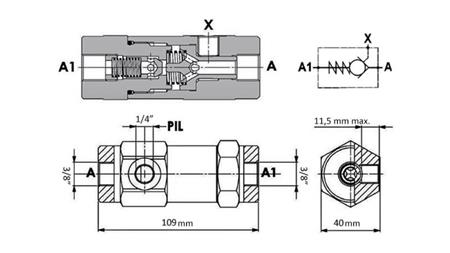 VENTILBLokk VBPDE 3/8 SD ENKELT VIRKENDE MED PILOT