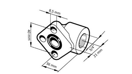 Caurules savienojums 3/4 - leņķa flanšs fi 40