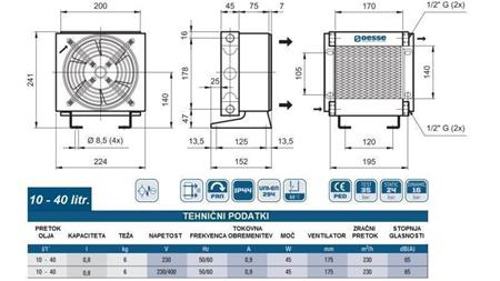 Eļļas dzesētājs AC 230V HY01001 10-40 LIT