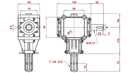 LEŅĢA REDUKTORS PTO 1:1.9 (14HP-10KW)