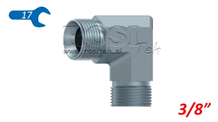 HIDRAULISKAIS ELBOW 90° BSP ĪSS VĪRIETIS-VĪRIETIS 3/8