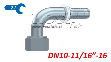 HIDRAULISKĀ SAVIENOJUMS DKORFS SIEVIŠĶA ELBOW 90° DN10-11/16-16