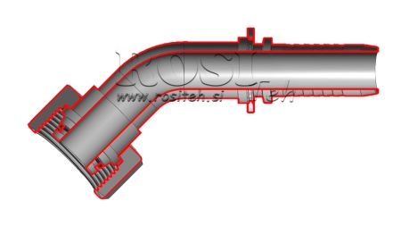 HIDRAULISKĀ SAVIENOJUMS DKOL 10 L AR SIEVIŠĶU ELBOW 45 DN8-M16X1,5