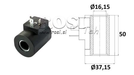 Elektromagnētiskā spole 12V DC - SAE10 - fi 16.15mm-50mm 26W IP65