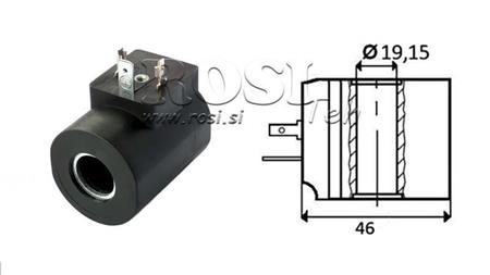ELEKTROMAGNETISK SPOL 12V DC - M19-12DN - fi 19.15mm-56mm 33W IP65