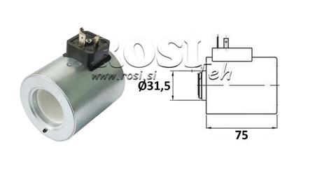 ELEKTROMAGNĒTISKĀ SPOLI 12V DC CETOP 5 VĀRSTAM - fi 31.4mm-75mm 37W