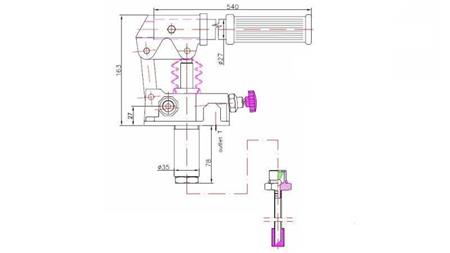 ROKU PUMPĒ 25CC -SD- VIENPUSĒJA - dimensijas