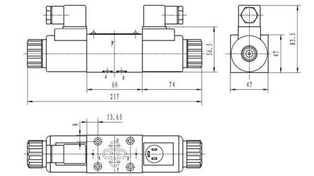 HIDRĀULISKAIS ELEKTROMAGNĒTISKAIS VĀRSTS CETOP 3 12/24/230V N6_dimensijas
