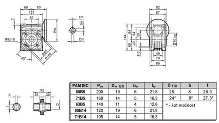 PMRV-50 REDUKTOR FOR ELEKTRISK MOTOR MS80 (0.55-0.75 kW) FORHOLD 10:1