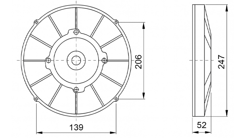 AXIALFLÄKT 225MM DRAGANDE 12V
