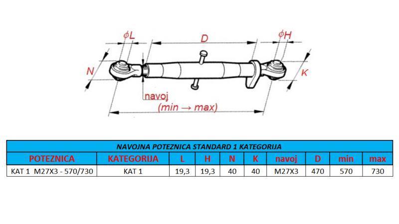 ZAŘÍZENÍ NA TAŽENÍ VLÁKNA TRAKTORU CAT 1 M27X3 - 570/730 ECO